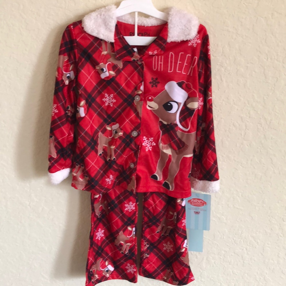 NWT Girls Rudolph the Reindeer 2-pc Pajama Set